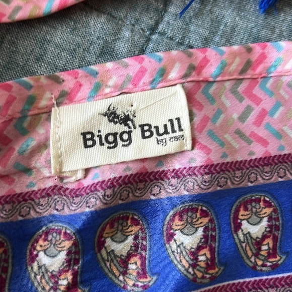 SILK Blend Bohemian Boho Tie Neck Pink Paisley Midi Dress - Picture 6 of 10